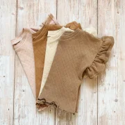 Kinder Volantshirt Pointelle Choco | Kurzarm | Handmade | SOFORTKAUF