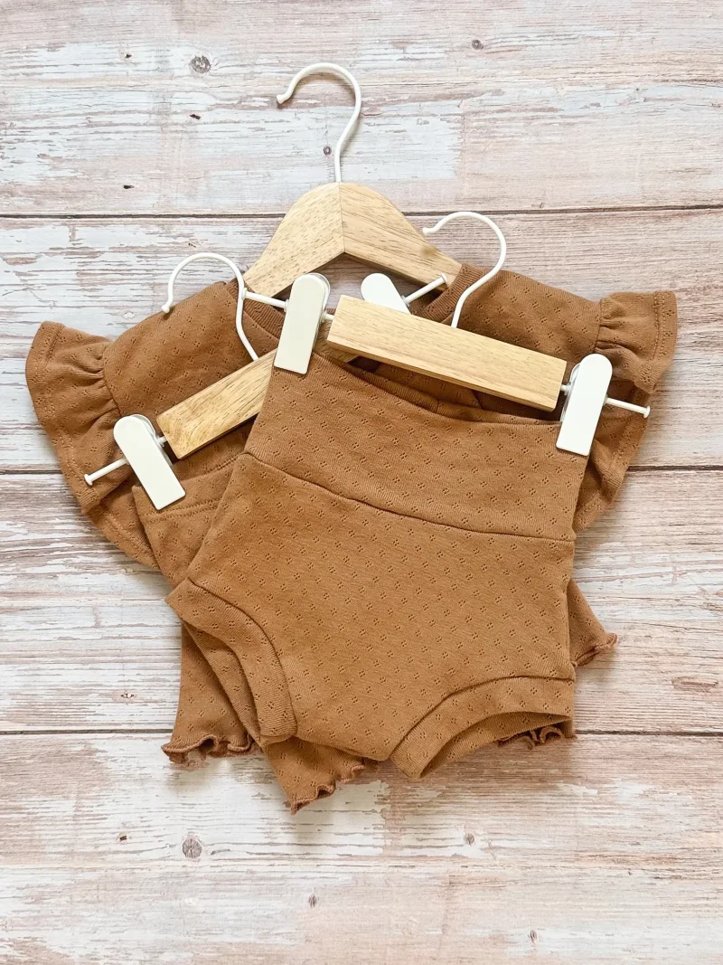 Kinder Bummies Pointelle Caramel | Handmade | SOFORTKAUF