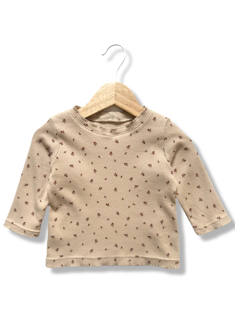 Baby Langarmshirt Rib Blumen | Handmade