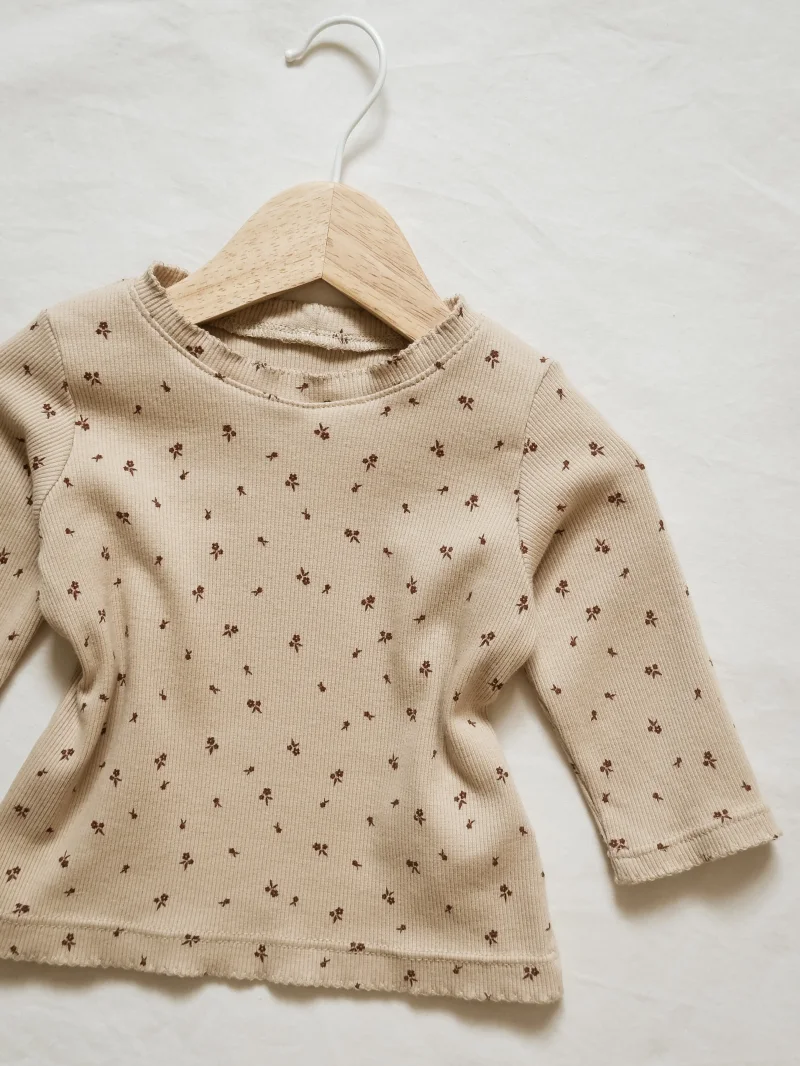 Baby Langarmshirt Rib Blumen | Handmade