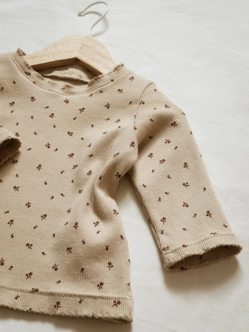 Baby Langarmshirt Rib Blumen | Handmade