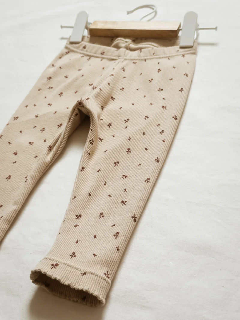 Baby Leggings Rib Blumen | Handmade
