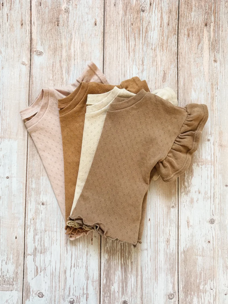 Kinder Volantshirt Pointelle Choco | Kurzarm | Handmade
