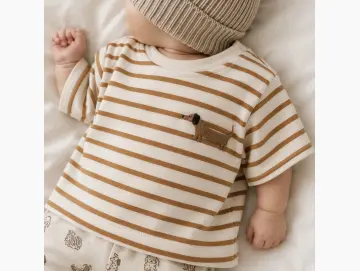 Baby & Kinder Oversize T-Shirt Dackel | Streifenshirt Camel | Handmade Jersey Shirt Größe 62–116