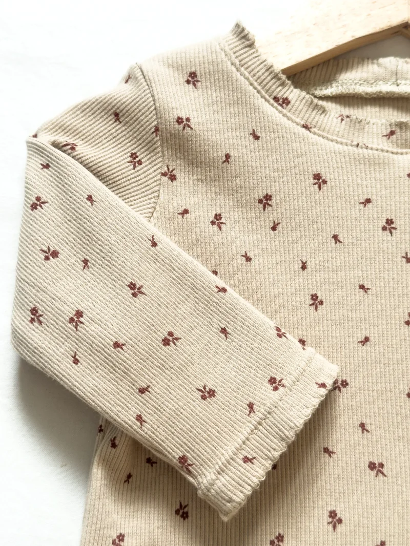 Kinder Langarmshirt Rib Blumen | Handmade