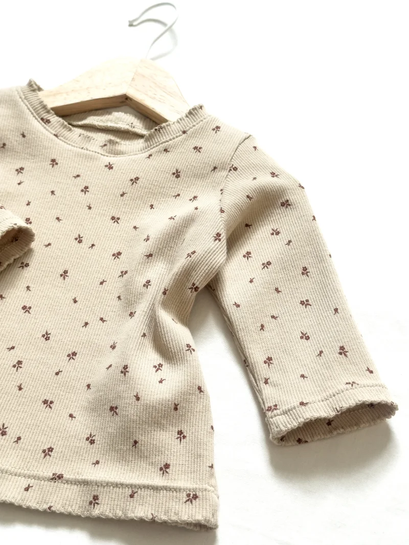 Kinder Langarmshirt Rib Blumen | Handmade