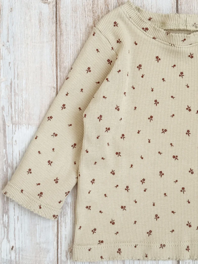 Kinder Langarmshirt Rib Blumen | Handmade