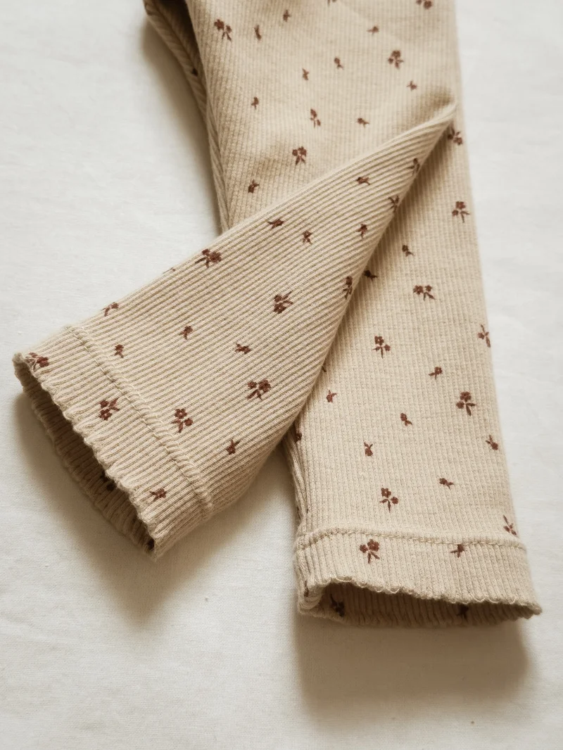 SOFORTKAUF Baby Leggings Rib Blumen | Handmade | Größe 74