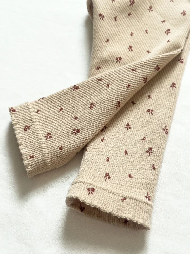 Kinder Leggings Rib Blumen | Handmade