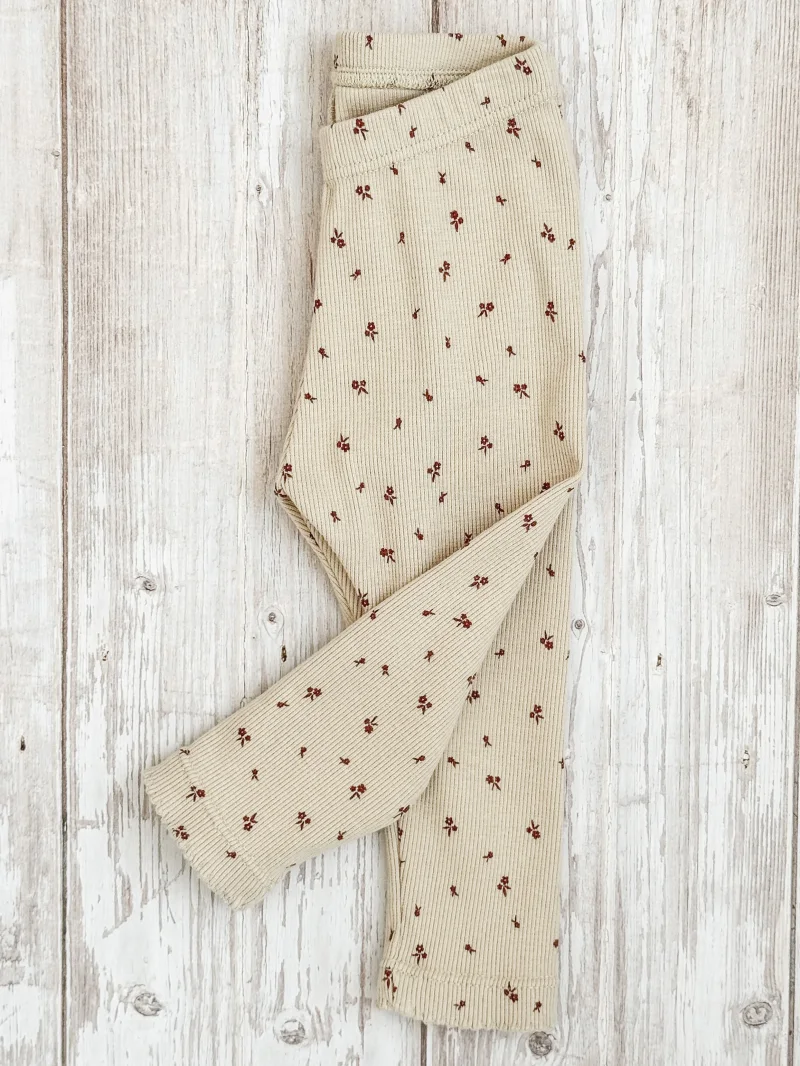Kinder Leggings Rib Blumen | Handmade