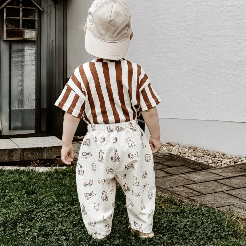 Kinder Barrel Pants aus Bio Baumwolle – Hunde Print | Handgemachte Ballonhose für Babys & Kinder