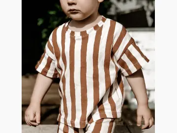 Kinder Oversize T-Shirt aus Bio Rib Jersey – Streifen Natural | Handgemachtes Unisex Shirt für Kinder