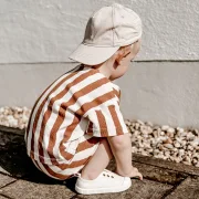 Kinder Oversize T-Shirt aus Bio Rib Jersey – Streifen Natural | Handgemachtes Unisex Shirt für Kinder