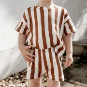 Kinder Oversize T-Shirt aus Bio Rib Jersey – Streifen Natural | Handgemachtes Unisex Shirt für Kinder