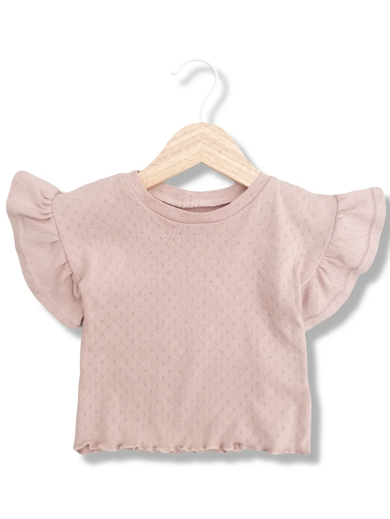 Kinder Volantshirt Pointelle Blush | Kurzarm | Handmade | SOFORTKAUF