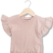 Kinder Volantshirt Pointelle Blush | Kurzarm | Handmade | SOFORTKAUF