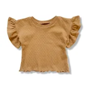 Kinder Volantshirt Pointelle Caramel | Kurzarm | Handmade