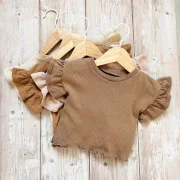 Kinder Volantshirt Pointelle Choco | Kurzarm | Handmade