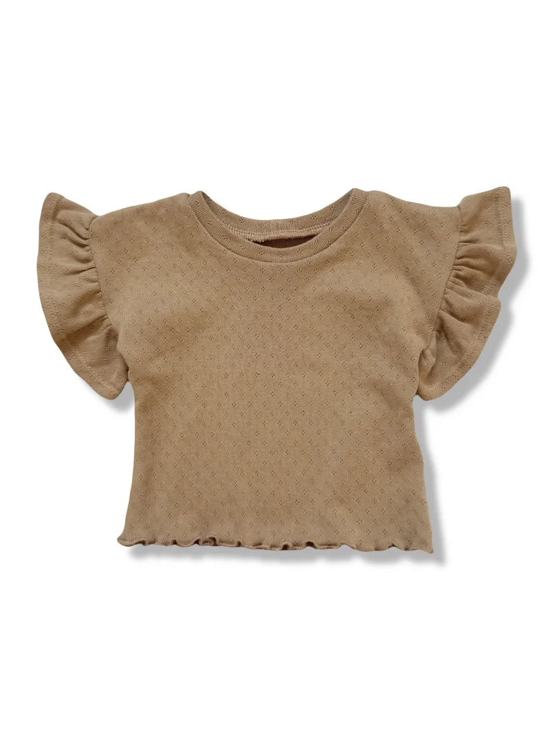 Kinder Volantshirt Pointelle Choco | Kurzarm | Handmade