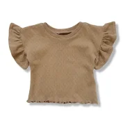 Kinder Volantshirt Pointelle Choco | Kurzarm | Handmade