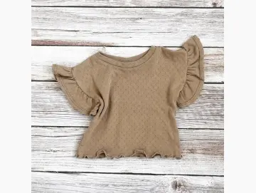 Kinder Volantshirt Pointelle Kakao | Kurzarm | Handmade