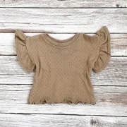 Kinder Volantshirt Pointelle Kakao | Kurzarm | Handmade