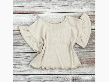 Kinder Volantshirt Pointelle Milk | Kurzarm | Handmade