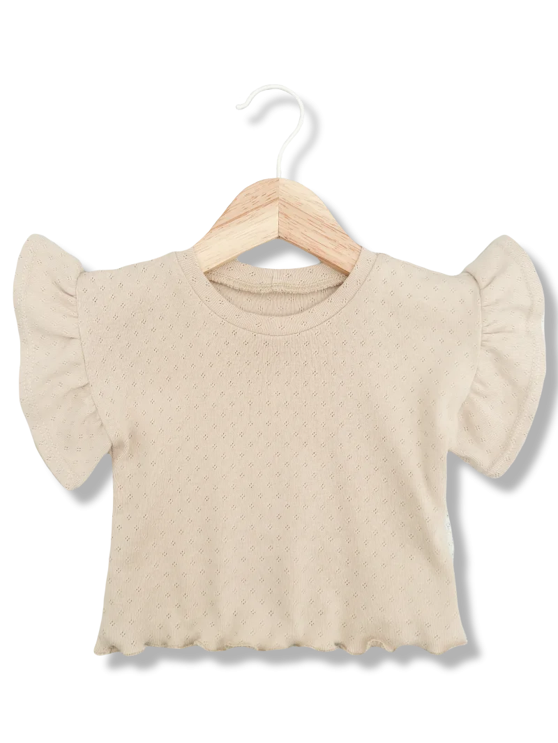 Kinder Volantshirt Pointelle Milk | Kurzarm | Handmade