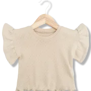 Kinder Volantshirt Pointelle Milk | Kurzarm | Handmade