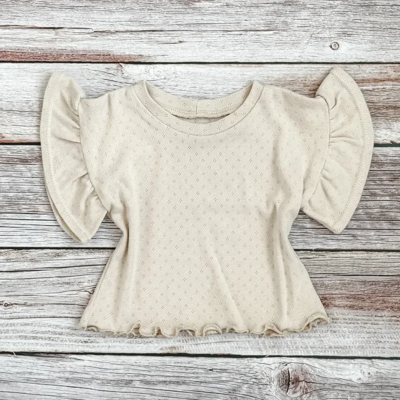 Kinder Volantshirt Pointelle Milk | Kurzarm | Handmade